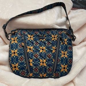 Lug Bag Womens Swivel Blue Yellow Teal Tiles  Quilted  Shoulder Purse shoulder